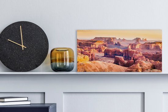 Tableau sur toile Panorama de Monument Valley en Amérique - 40x20 cm - Décoration murale