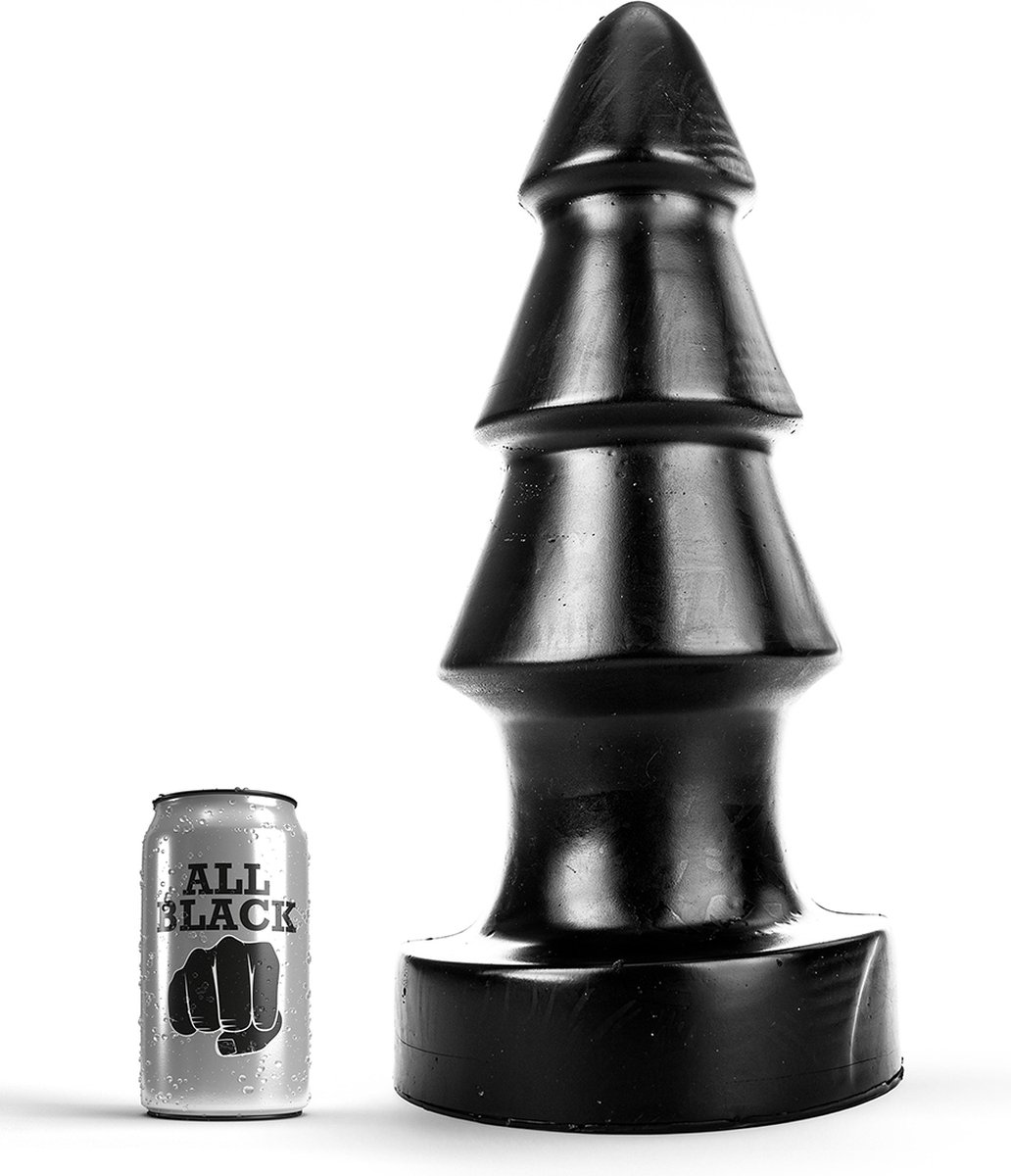 Goedkoopste All Black XXL Buttplug met ribbels 40 cm - zwart