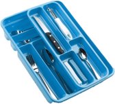 Bestekbak/bestekhouder blauw 40 x 30 x 7 cm - 2 lagen - Keuken opberg accessoires
