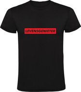 Levensgenieter | Kinder T-shirt 104 | Zwart Rood