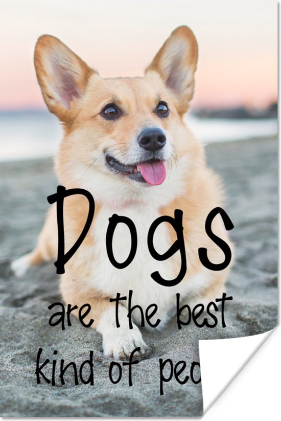 Poster Dogs are the best kind of people - Quotes - Hond - Spreuken - 20x30 cm