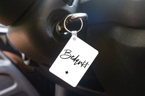 Porte-clés - Merci - Citations - Zwart - Wit - Plastique