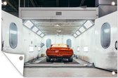 Tuindecoratie Auto - Carwash - Rood - 60x40 cm - Tuinposter - Tuindoek - Buitenposter
