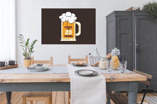 Poster Verjaardag - 20 Jaar verjaardag - Bier - 120x80 cm