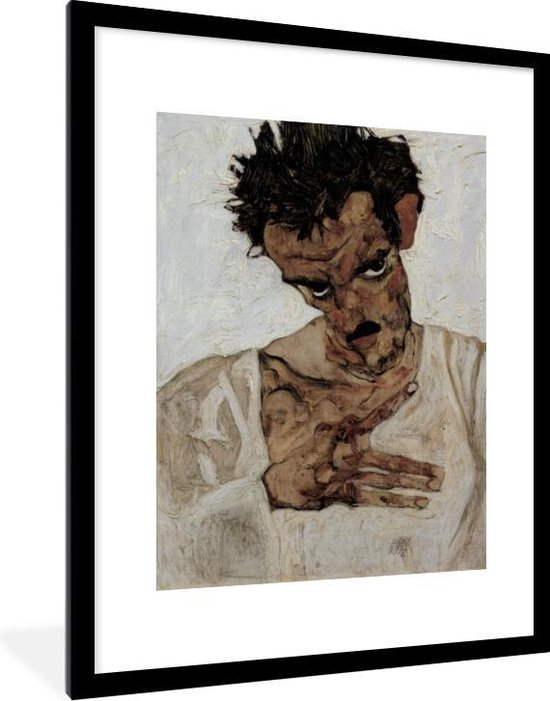Cadre photo avec affiche - Autoportrait avec Head baissée - Egon Schiele - 60x80 cm - Cadre pour affiche