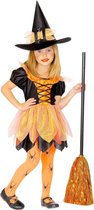 Widmann - Heks & Spider Lady & Voodoo & Duistere Religie Kostuum - Gemeen Grinnikende Horror Heks - Meisje - Geel - Maat 110 - Halloween - Verkleedkleding