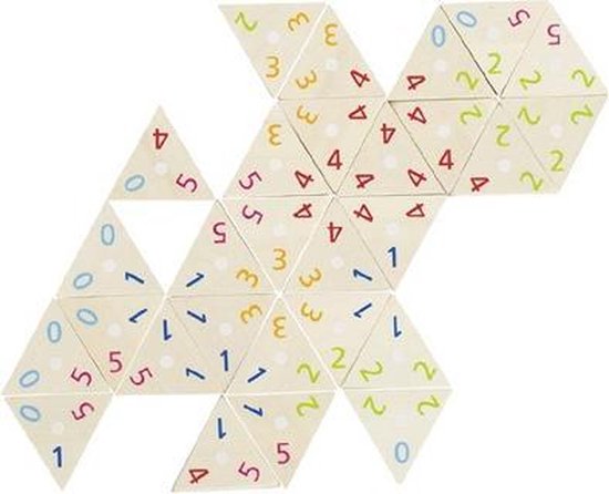Afbeelding van het spel Triominos met cijfers hout 76 stenen