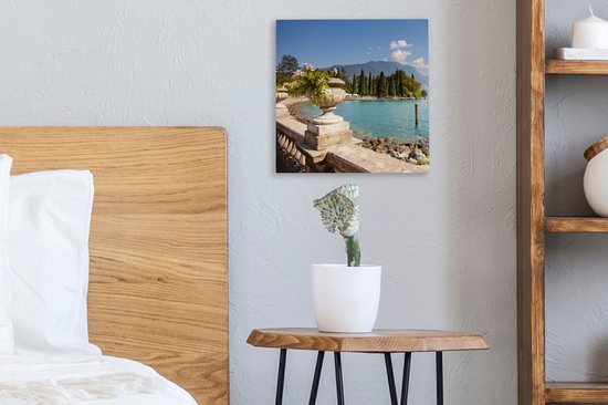 Toile Peinture Lac de Garde - Côte - Water - 20x20 cm - Décoration murale