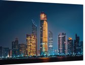 Skyline van Abu Dhabi business district bij nacht - Foto op Dibond - 60 x 40 cm