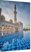 Waterpartij voor Moskee van Sjeik Zayed in Abu Dhabi - Foto op Dibond - 40 x 60 cm