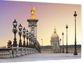 Zonsopgang op de Pont Alexandre III over de Seine in Parijs - Foto op Dibond - 90 x 60 cm