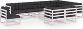 Decoways - 11-delige Loungeset met kussens massief grenenhout wit