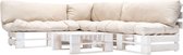 Decoways - 4-delige Loungeset pallet met zandkleurige kussens hout