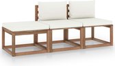 Decoways - 3-delige Loungeset pallet met kussens geïmpregneerd grenenhout