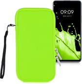 kwmobile telefoontasje universeel geschikt voor XL - 6,7/6,8" smartphones - 17,2 x 8,4 cm - Hoesje met rits en polslusje -In neon groen -