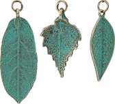 Assemblage charms - 3 stuks - patina leaves