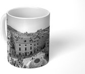 Mok - Vogelperspectief oude binnenstad Stradun - zwart wit - 350 ML - Beker