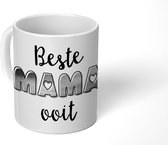 Mok - Koffiemok - Spreuken - Quotes Beste Mama Ooit - Moeder - Moederdag - zwart wit - Mokken - 350 ML - Beker - Koffiemokken - Theemok - Mok met tekst