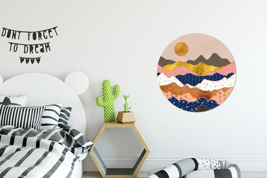 Wall Circle - Wall Circle Indoor - ⌀ 60 cm - Plastique - Motifs - Or - Pastel