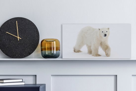 Tableau sur toile Ours Polaire - Neige - Wit - 40x20 cm - Décoration murale
