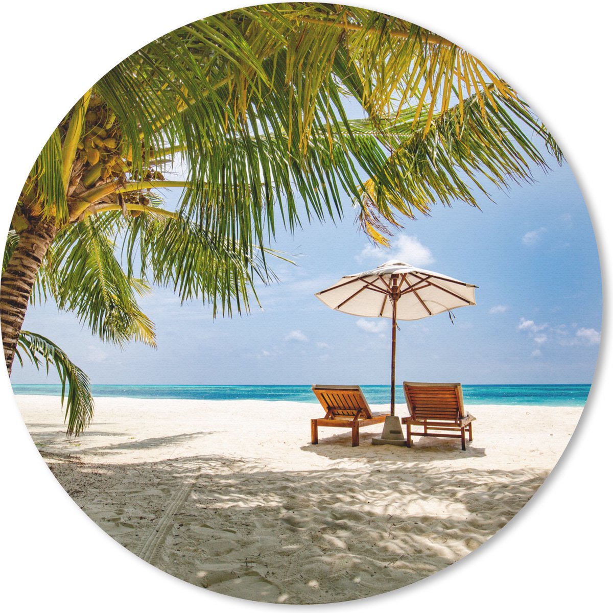 Muismat rond 30x30 cm - Mousepad Strand - Strandstoel - Parasol - Ronde muismatten