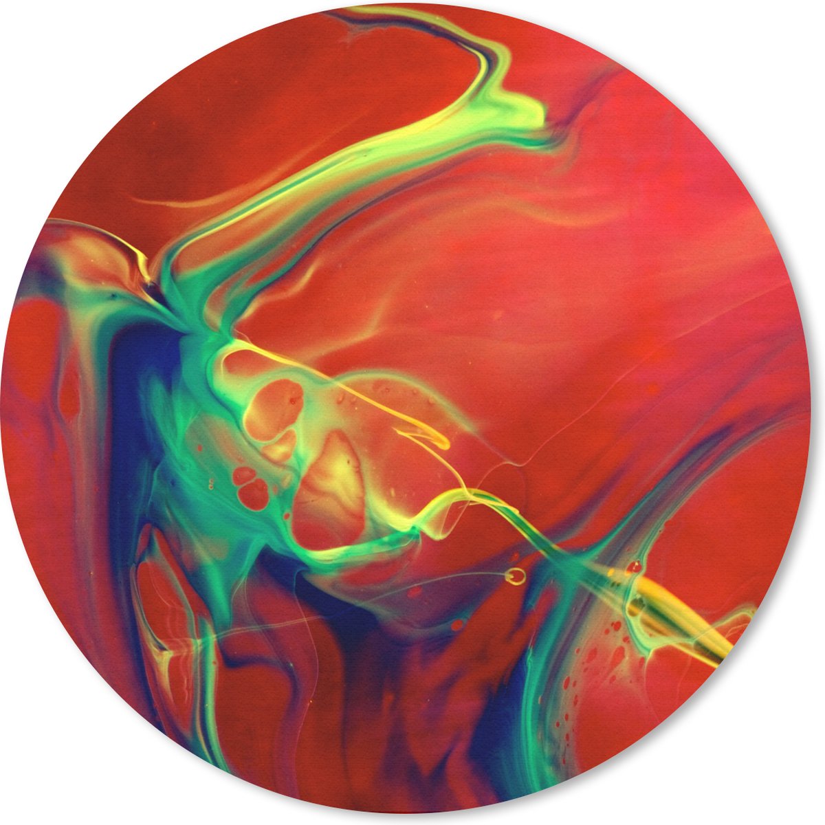 Muismat rond 30x30 cm - Mousepad Kunst - Inkt - Kleuren - Psychedelisch - Ronde muismatten