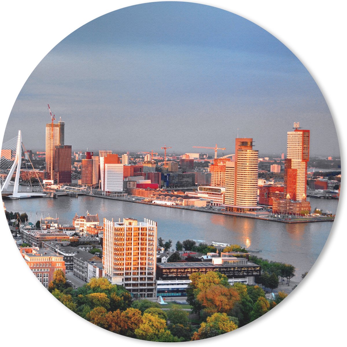 Muismat rond 40x40 cm - Mousepad Rotterdam - Skyline - Boom - Ronde muismatten
