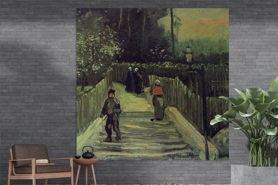 Affiche Jardin Sentier en pente à Montmartre - Vincent van Gogh - 200x200 cm - Toile jardin - Affiche extérieure
