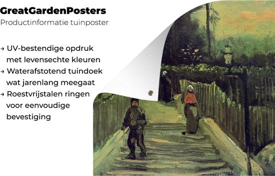 Affiche Jardin Sentier en pente à Montmartre - Vincent van Gogh - 200x200 cm - Toile jardin - Affiche extérieure