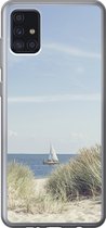 Geschikt voor Samsung Galaxy A52 5G hoesje - Noordzee - Duinen - Boot - Siliconen Telefoonhoesje