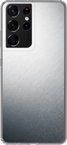 Geschikt voor Samsung Galaxy S21 Ultra hoesje - Metaal print - Grijs - Zwart - Wit - Siliconen Telefoonhoesje