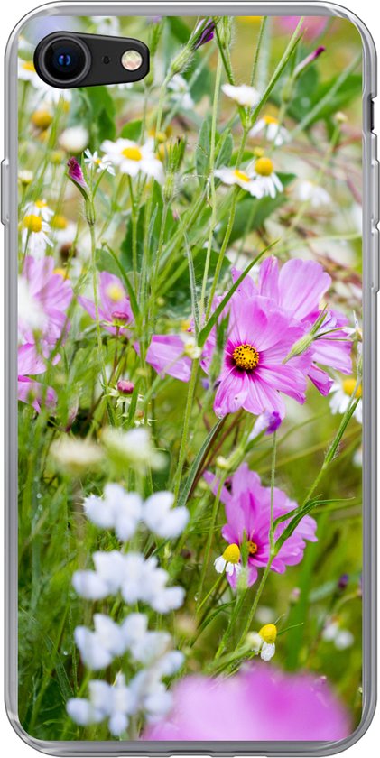 Coque iPhone 8 - Fleurs - Nature - Vert - Herbe - Violet - Wit - Coque de  téléphone en... | bol.com