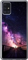 Geschikt voor Samsung Galaxy A52 5G hoesje - Heelal - Sterrenstelsel - Paars - Jongens - Meisjes - Kinderen - Siliconen Telefoonhoesje