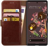 Rosso Element Book Case Wallet Hoesje Geschikt voor Google Pixel 6 | Portemonnee | 3 Pasjes | Magneetsluiting | Stand Functie | Bruin