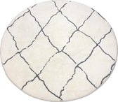 Vloerkleed rond moroccan 100cm wit zwart perzisch oosters tapijt