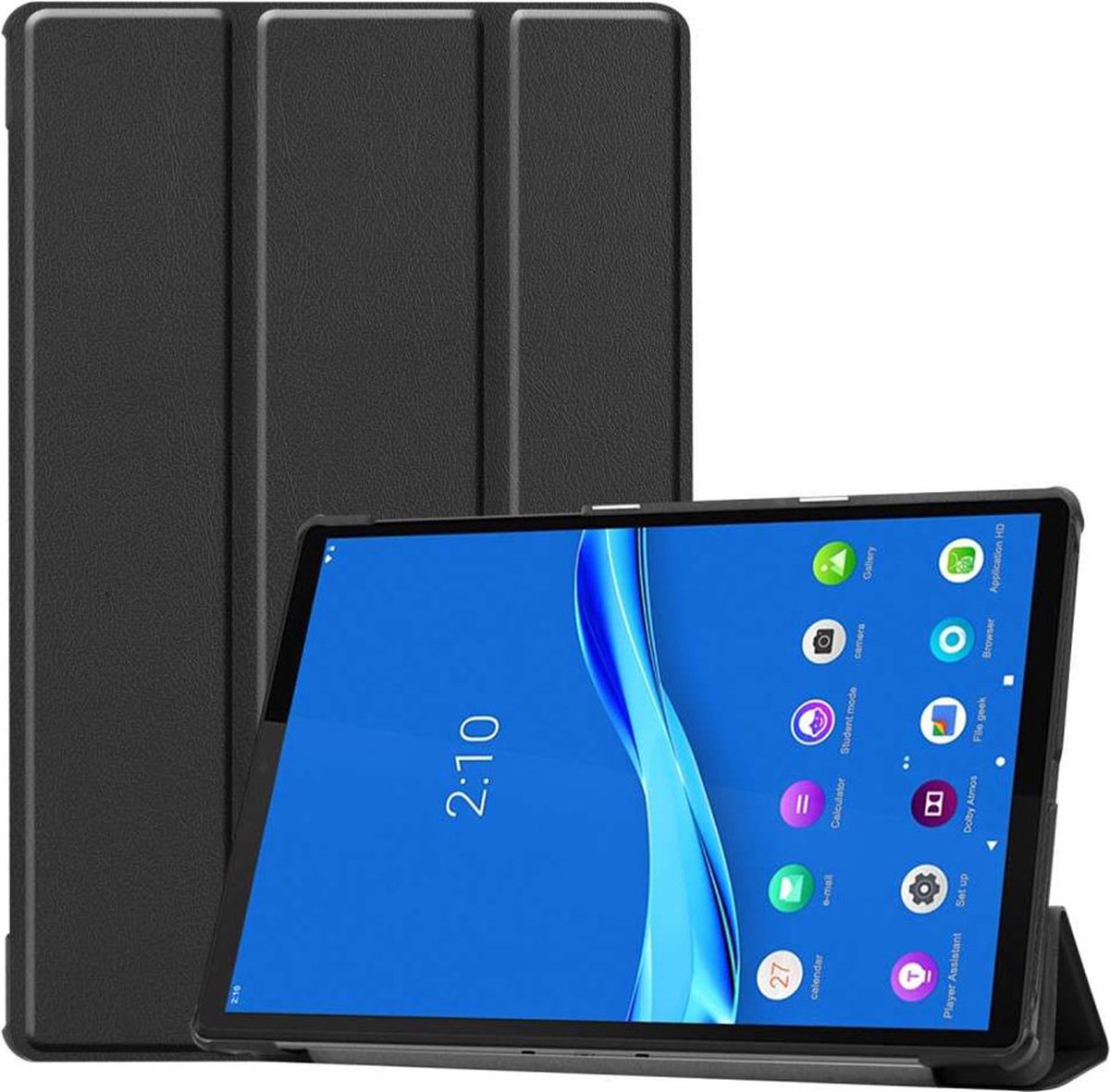 Lenovo Tab M10 Plus Bookcase hoesje - Just in Case - Effen Zwart - Kunstleer