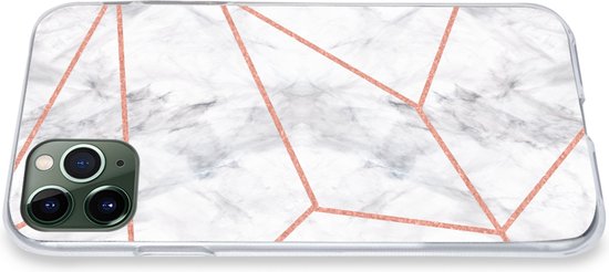 Coque iPhone 11 Pro - Marbre - Or rose - Wit - Siliconen