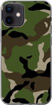 Geschikt voor iPhone 12 hoesje - Militair camouflage patroon - Siliconen Telefoonhoesje