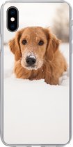Telefoonhoesje Geschikt voor iPhone Xs hoesje - Hond - Sneeuw - Winter - Siliconen Telefoonhoesje