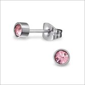 Aramat jewels ® - Stalen zweerknopjes zilver roze 3mm