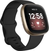 Strap-it Siliconen smartwatch bandje - geschikt voor Fitbit Sense / Sense 2 / Versa 3 / Versa 4 - zwart - Maat: Maat S