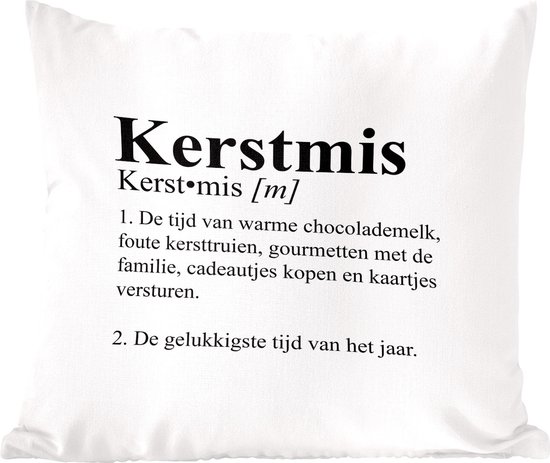 Sierkussens - Kussentjes Woonkamer - 60x60 cm - Spreuken - Quotes - Kerstmis definitie - Woordenboek - Kerst - Kerstversiering - Kerstdecoratie voor binnen - Woonkamer
