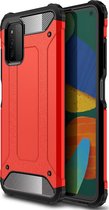 Samsung Galaxy A03s Hoesje - Mobigear - Outdoor Serie - Hard Kunststof Backcover - Rood - Hoesje Geschikt Voor Samsung Galaxy A03s