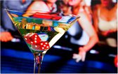 Cocktailglas met dobbelstenen in een Vegas casino - Foto op Forex - 120 x 80 cm
