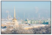 De Hermitage van Sint-Petersburg in winters landschap - Foto op Akoestisch paneel - 120 x 80 cm