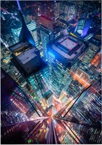 Nachtelijk beeld van Toronto City Center in fel neon - Foto op Posterpapier - 42 x 59.4 cm (A2)