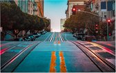 Steile heuvel op California Street in San Francisco - Foto op Forex - 45 x 30 cm