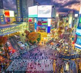 Beroemde Shibuya Crossing bij neon verlichting in Tokio  - Fotobehang (in banen) - 250 x 260 cm
