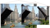 Plezierboten op het waterfront in Downtown Chicago - Foto op Textielposter - 45 x 30 cm