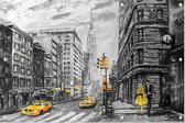 Karakteristieke tekening van het straatbeeld van New York - Foto op Tuinposter - 225 x 150 cm